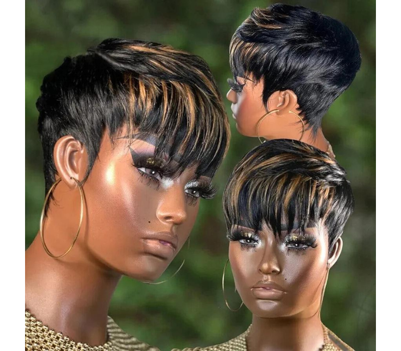 Short bob wigs for black women human hair wig color 1B/33